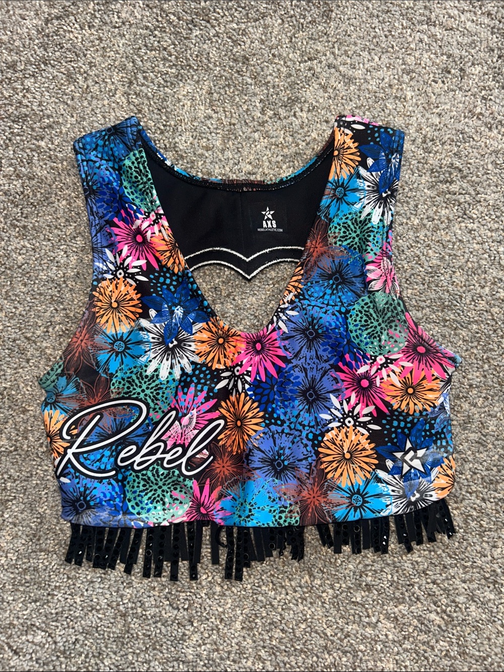Rebel Athletic Floral Fringe Sports Bra